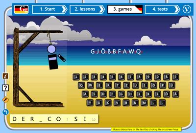 German Hangman to revise spelling for learners free online.